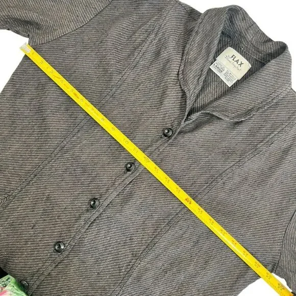 Flax by Jeanne Engelhart Linen Longline Striped Lagenlook Jacket - Picture 8 of 10